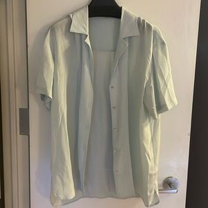 100% silk Babaton button down short sleeve shirt